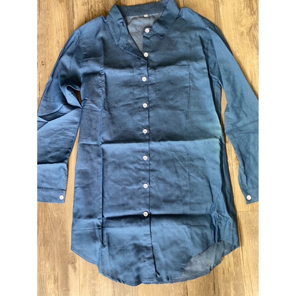 HPx2!! 🎉🎉 New Denim Printed Shirt Dress. Size Medium. - Picture 5 of 5